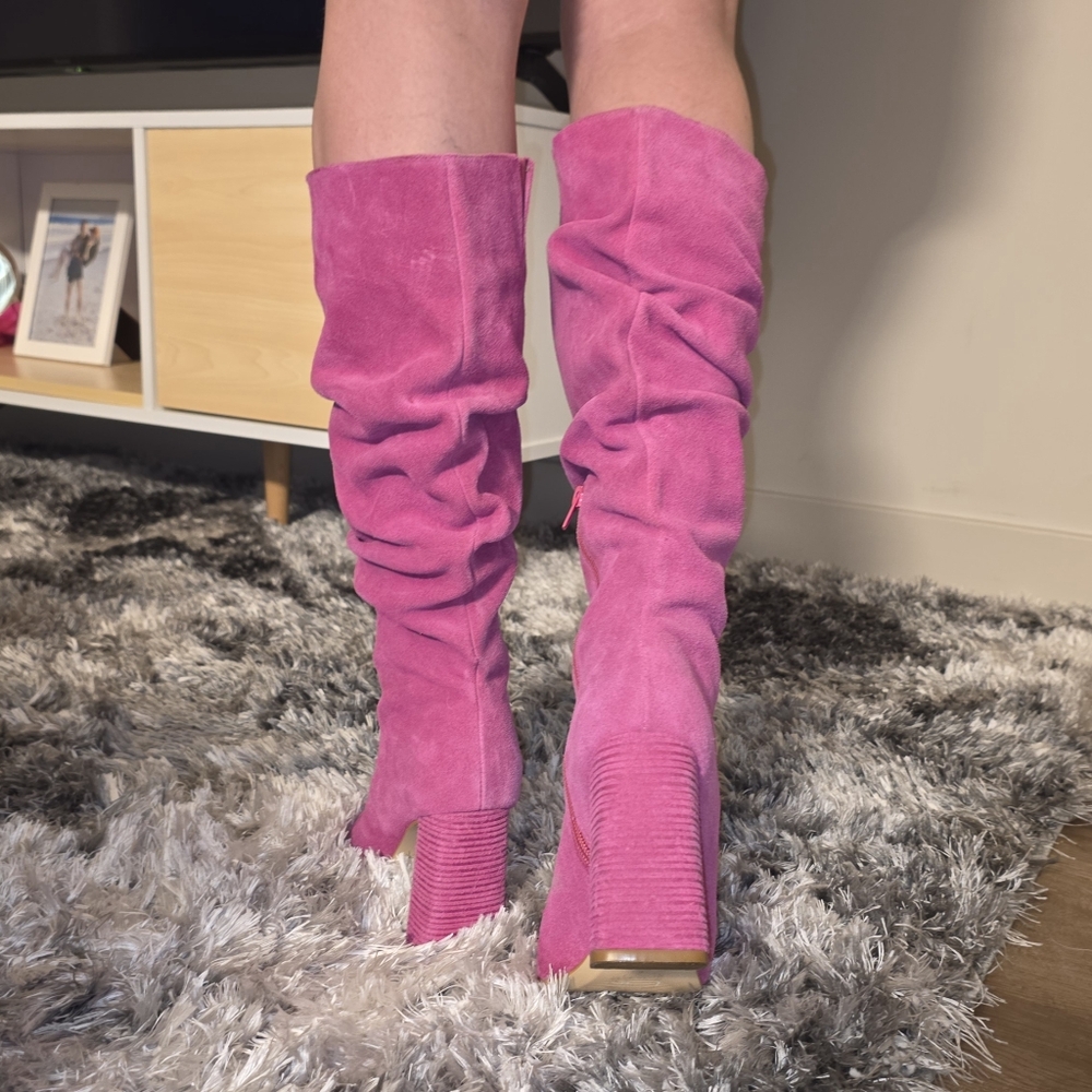 Lanca Perfume Suede Leather Knee High Heeled Boots MADE IN BRAZIL - Picture 4 of 8
